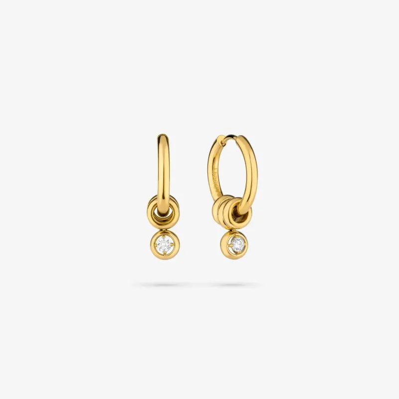 Pendientes dorados largos mujer con cristal | Radiant