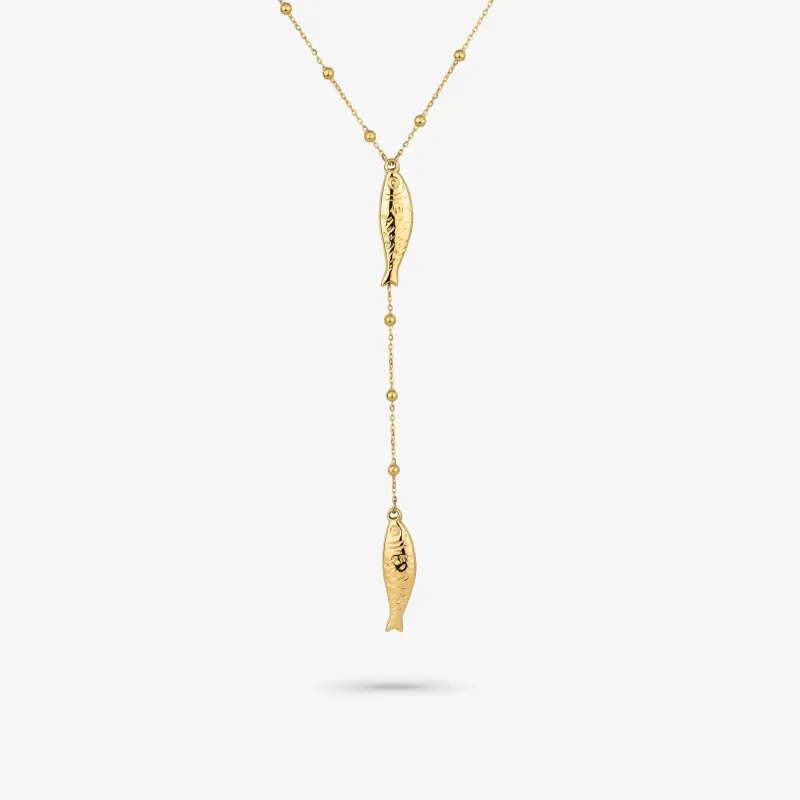 Collar dorado mujer pez vertical Sea | Radiant