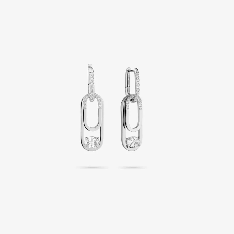 Pendientes plateados largos mujer Iced | Radiant