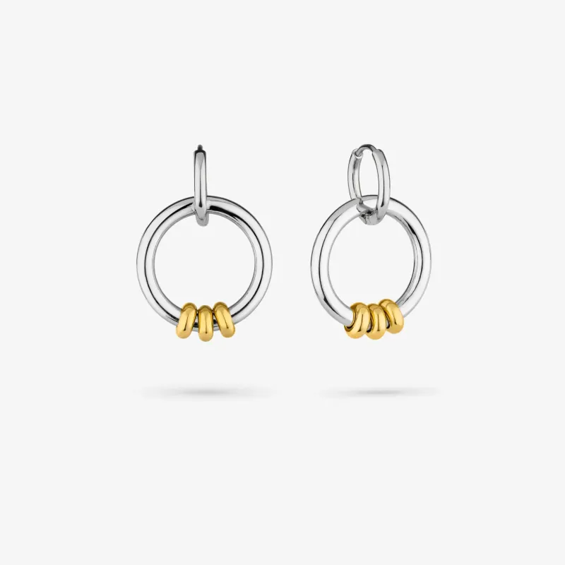 Pendientes bicolor largos mujer doble aro | Radiant