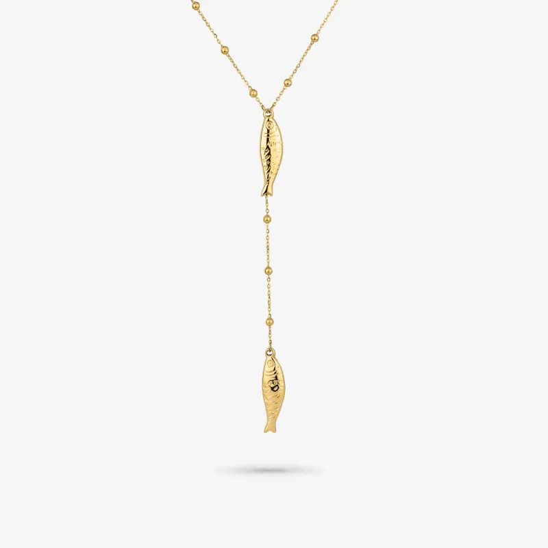 Collar dorado mujer pez vertical Sea | Radiant