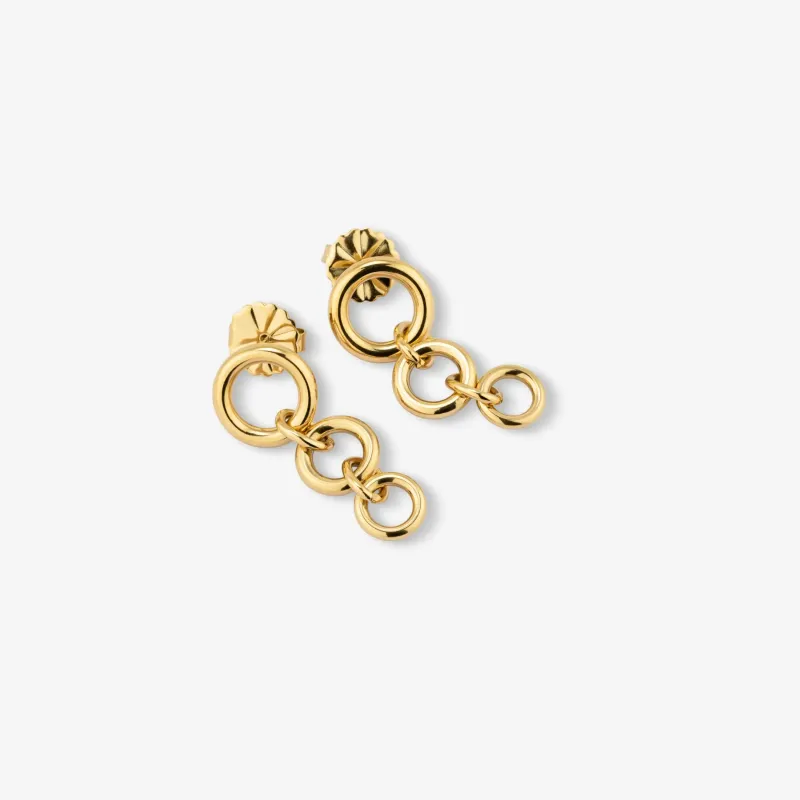 Pendientes dorados largos mujer diseño triple | Radiant