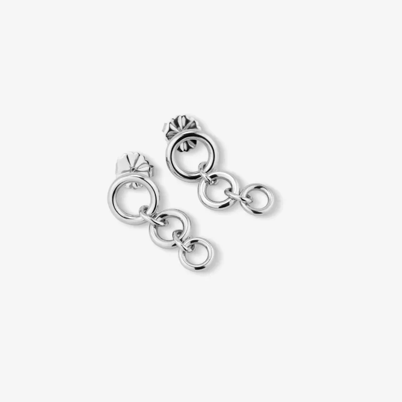 Pendientes plateados largos mujer triple aro | Radiant