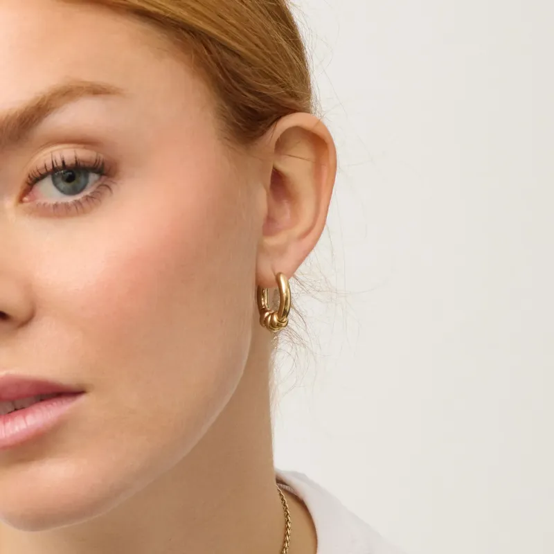 Pendientes aro dorado con mini aros móviles | Radiant