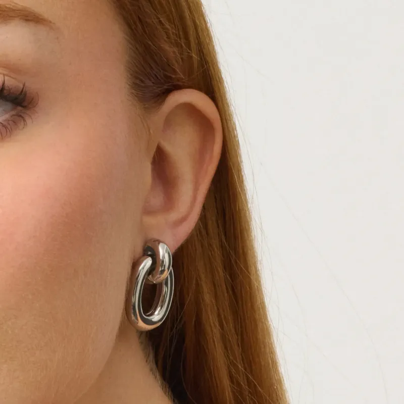 Pendientes plateados bold mujer diseño aro | Radiant