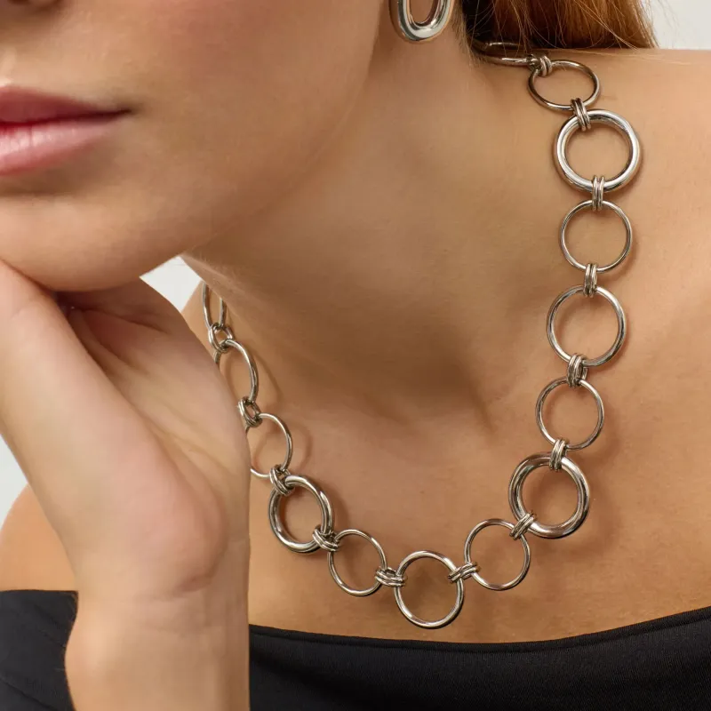 Pendientes plateados bold mujer diseño aro | Radiant