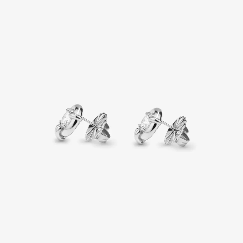 Pendientes plateados mujer cristal redondo | Radiant