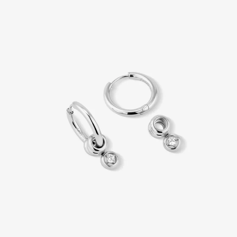 Pendientes plateados largos mujer con cristal | Radiant