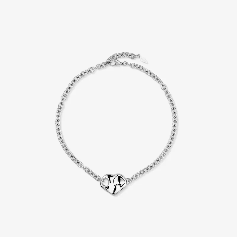 Collar plateado mujer corazón Center | Radiant