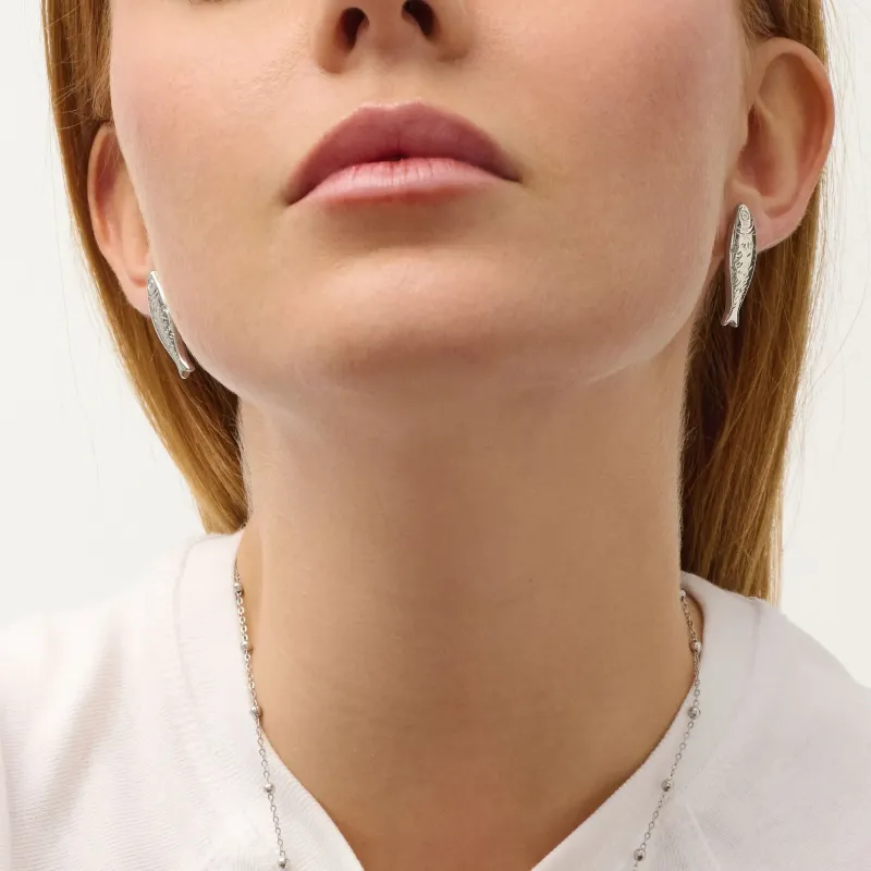 Pendientes plateados mujer pez marino | Radiant