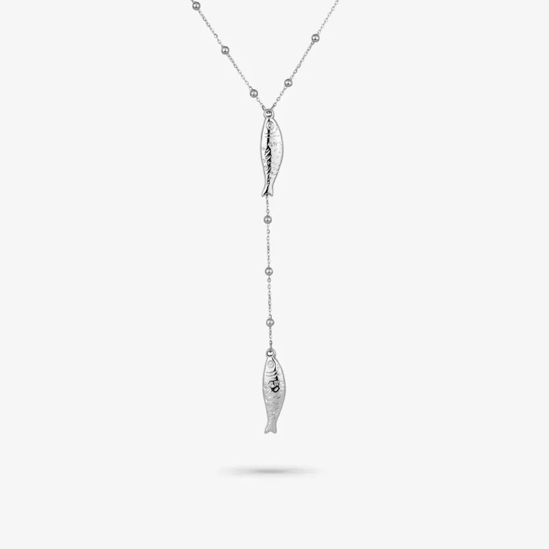 Collar plateado mujer pez vertical Sea | Radiant