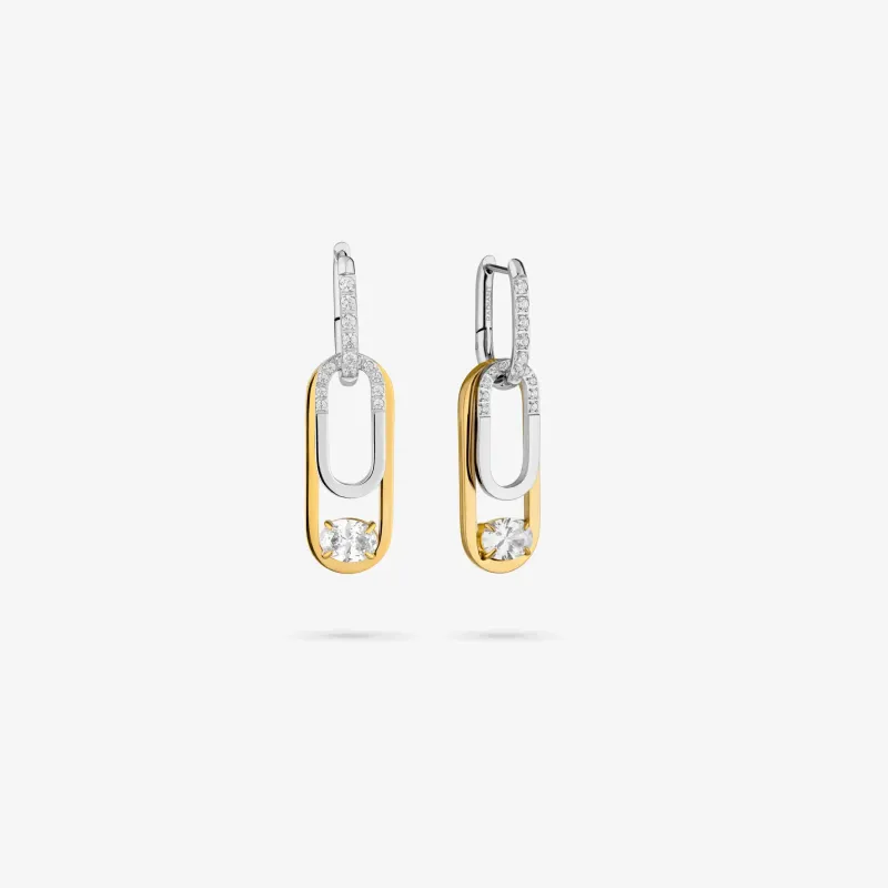 Pendientes bicolor mujer eslabón con cristal Iced | Radiant