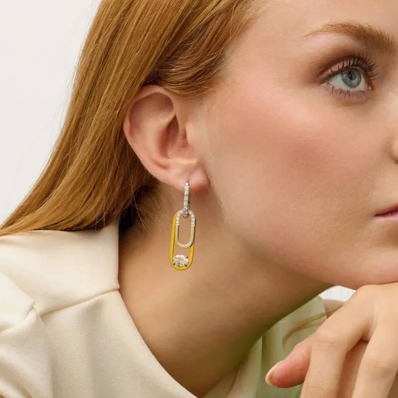 Pendientes bicolor mujer eslabón con cristal Iced | Radiant