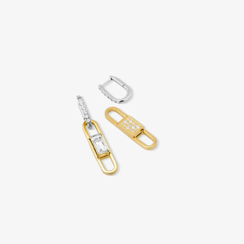 Pendientes bicolor mujer eslabón doble Iced | Radiant