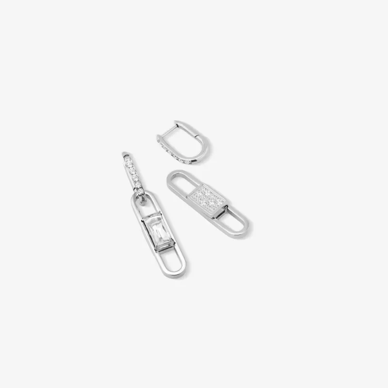 Pendientes plateados mujer eslabón con cristal Iced | Radiant