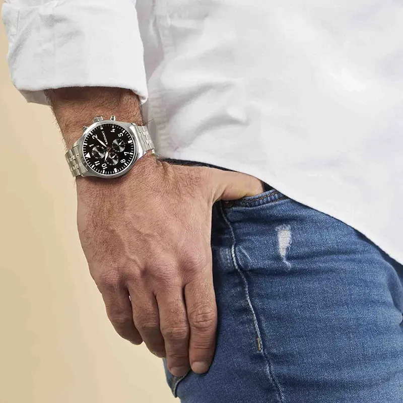Reloj Hombre Caiman Negro/Plateado
