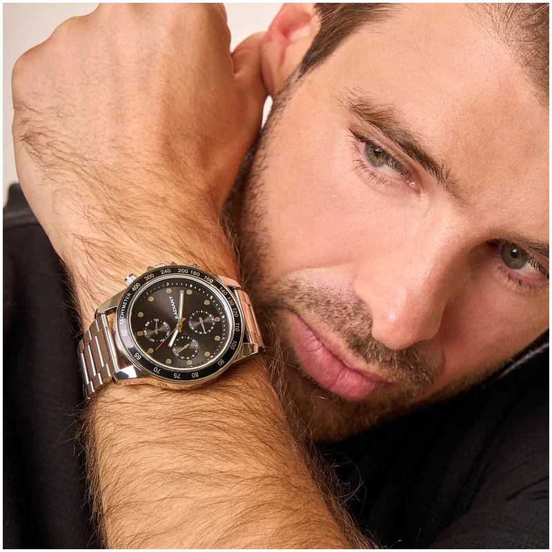 Reloj Hombre Canarias Negro Plateado