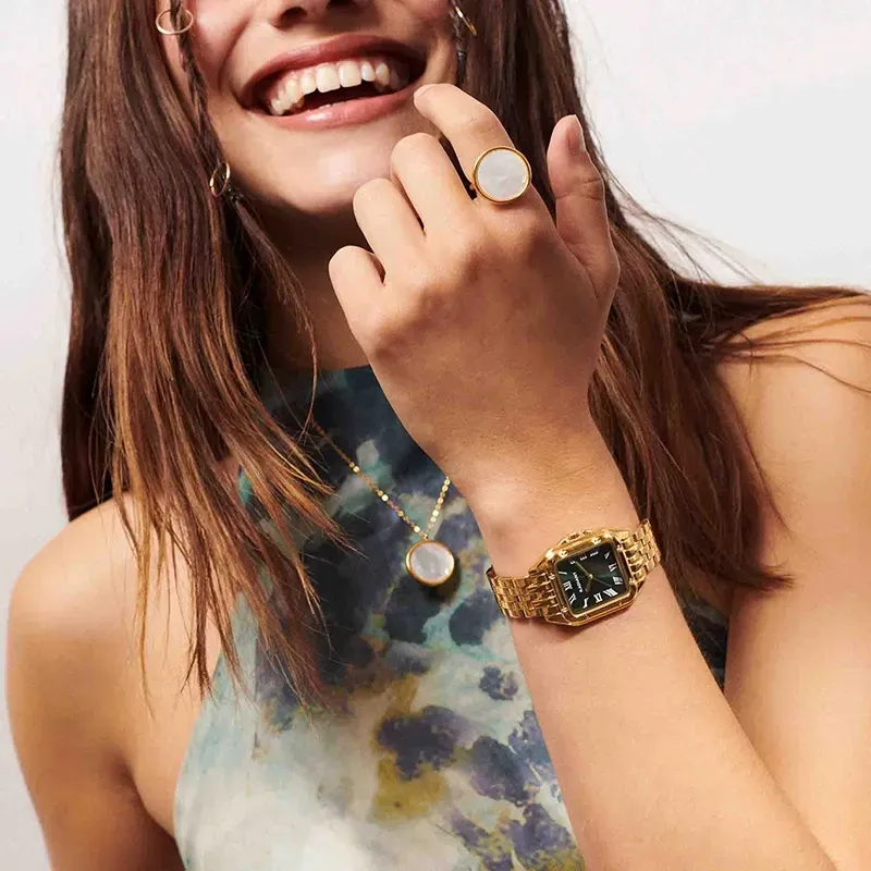 Radiant Bahamas Reloj de Mujer Dorado con Esfera Verde y Brazalete de