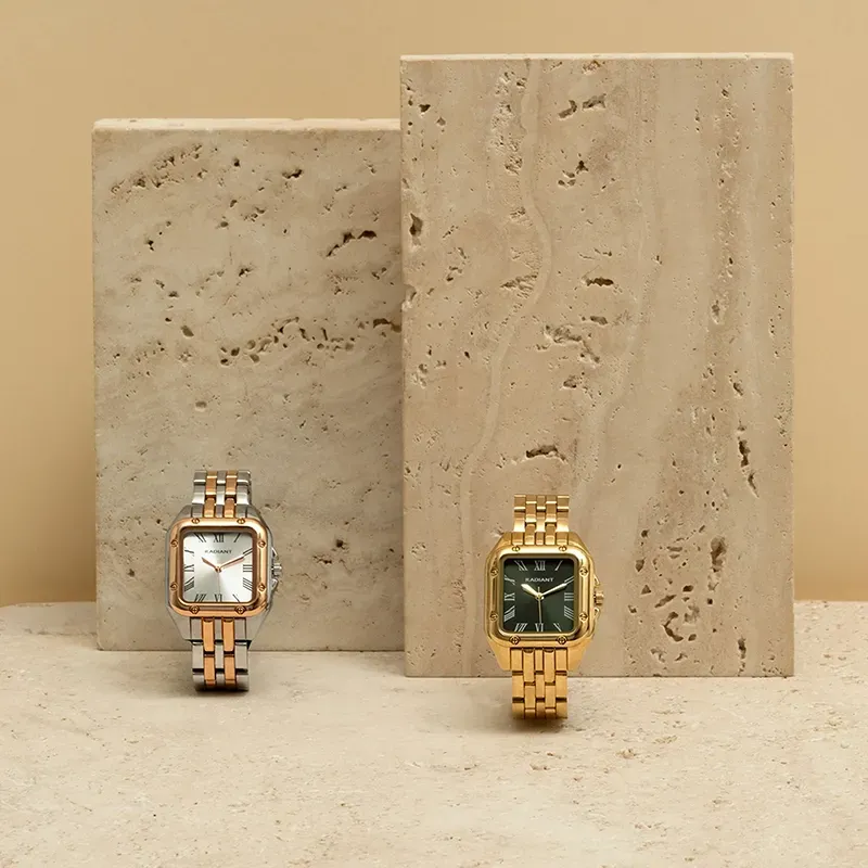 Radiant Bahamas Reloj de Mujer Dorado con Esfera Verde y Brazalete de