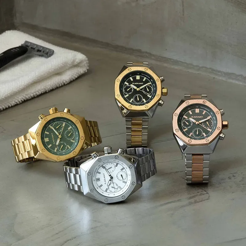 Reloj Hombre Volie 44MM Gris IPRG Brazalete, Acero,   Oro Rosa Radiant