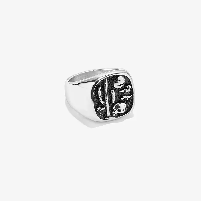 Anillo Cactus Plata Negro T26 PEREIRA Hombre RADIANT Joyas