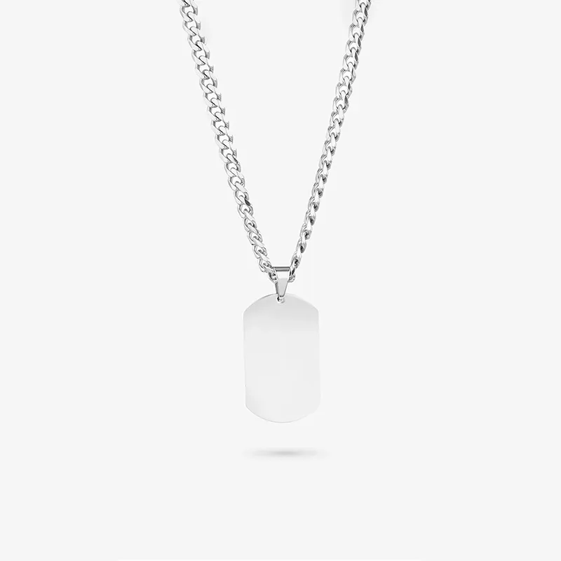 Collar placa lisa Plata PLATE de Hombre RADIANT Joyas