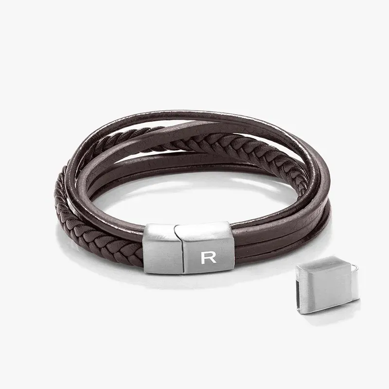 Pulsera para Hombre Cande de Cuero Marrón