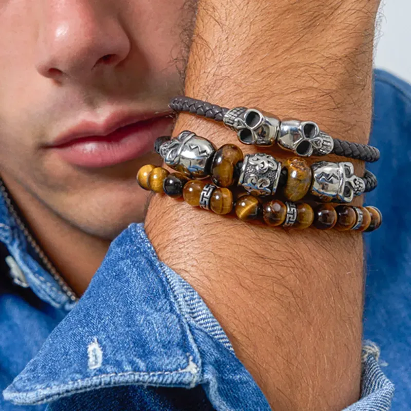 Pulsera Hombre Pirate Abalorios Plateado | Radiant