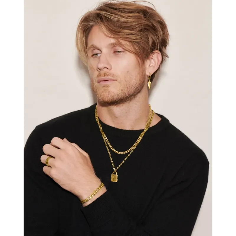 Collar Hombre Flat Padlock Dorado | Radiant
