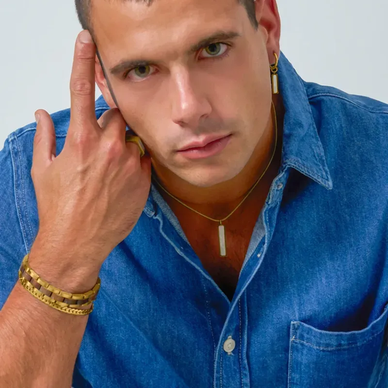 Pulsera Hombre Nature Dorado/Wood Multi | Radiant