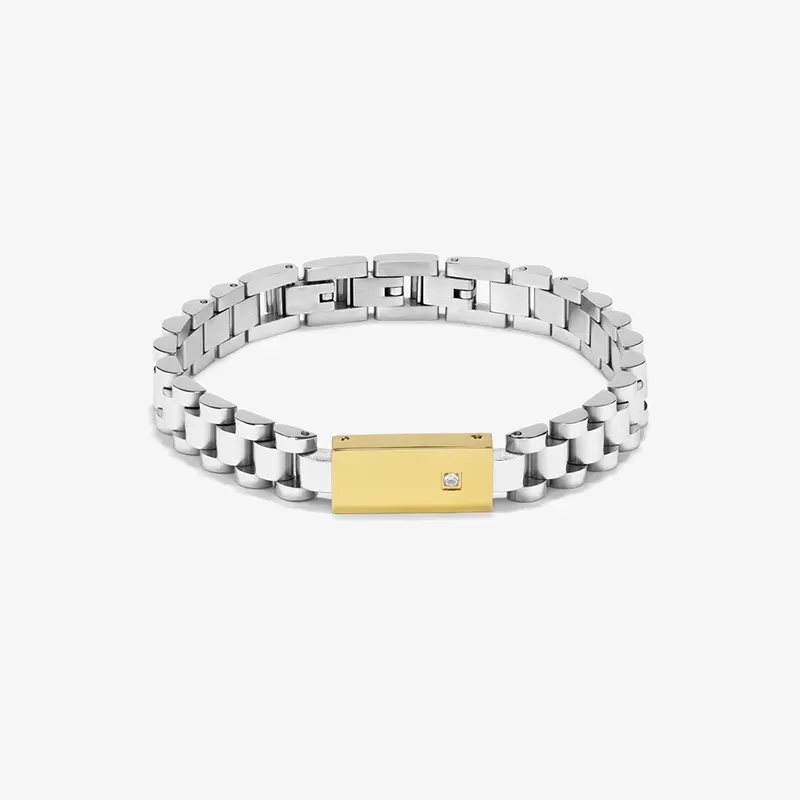 Brazalete Hombre Bitone | Plata y Oro para un Estilo Sofisticado