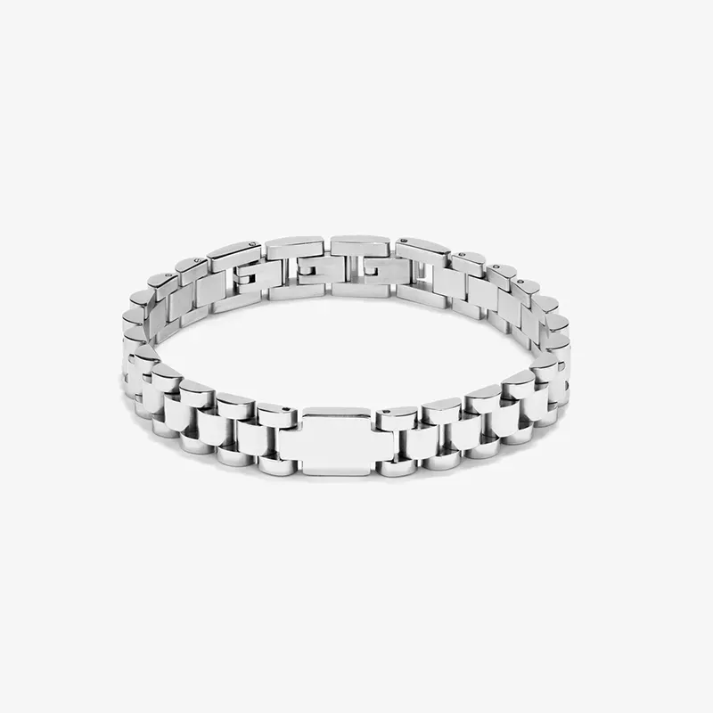 Brazalete Hombre Plata Cross | Eslabones Cruzados con Estilo