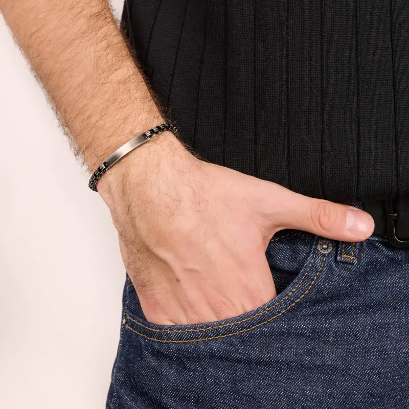 Pulsera Hombre Shadow Link Acero Negra | Radiant