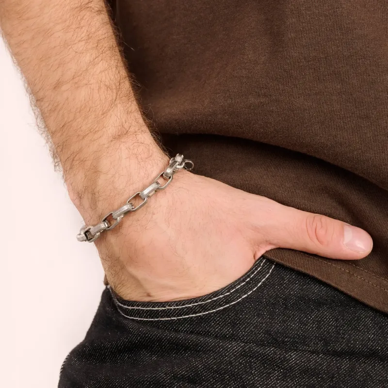 Pulsera Hombre Route Fina Plateada | Radiant