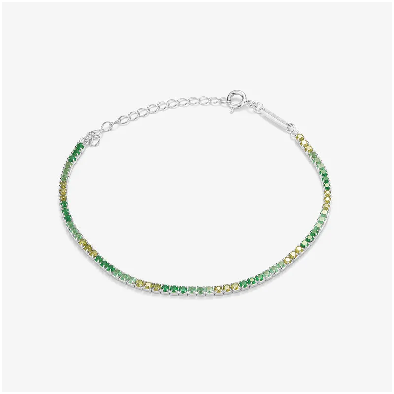 Pulsera Riviere de Plata Verde colección FIRST CLASS Radiant