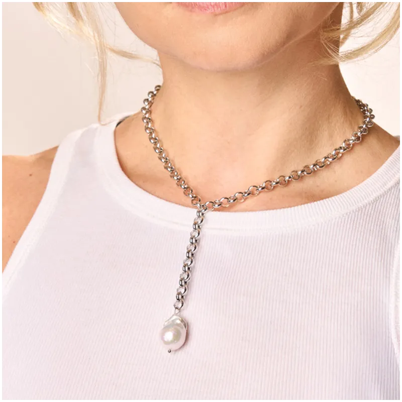 Collar Mujer Emily Plateado | Diseño en Acero Plateado