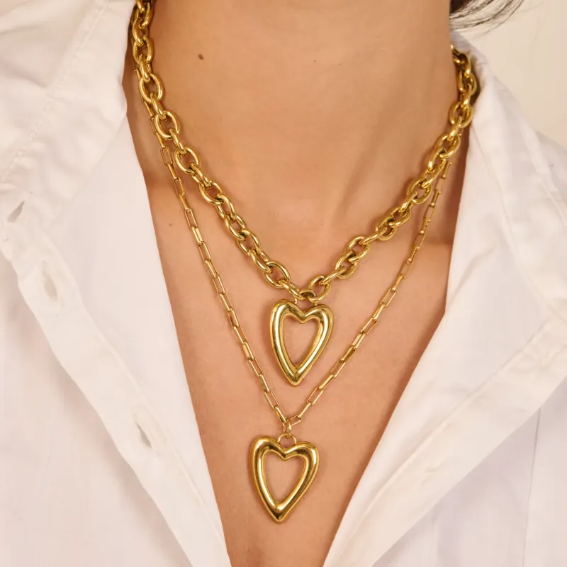 Collar largo dorado con colgante de corazón | Radiant