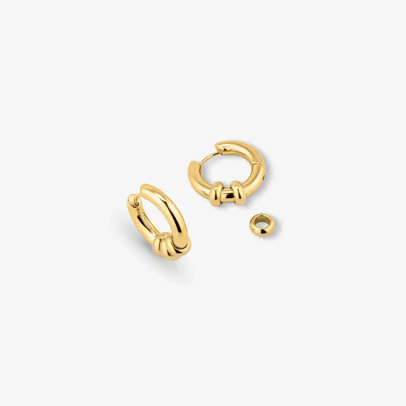 Pendientes aro dorado con mini aros móviles | Radiant