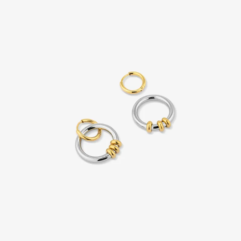 Pendientes bicolor largos mujer doble aro | Radiant