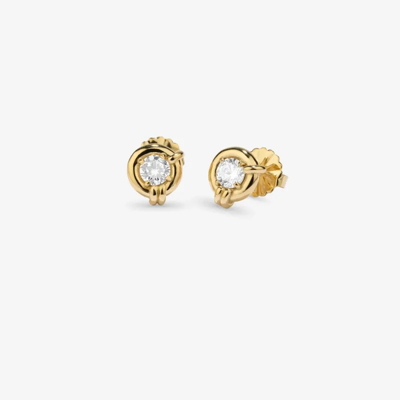 Pendientes dorados mujer cristal redondo | Radiant