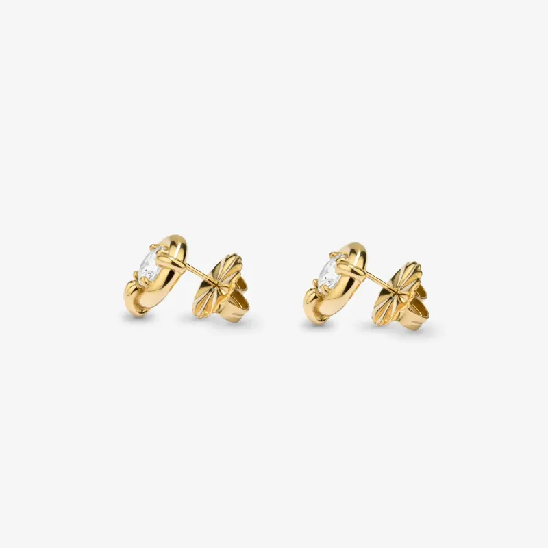 Pendientes dorados mujer cristal redondo | Radiant