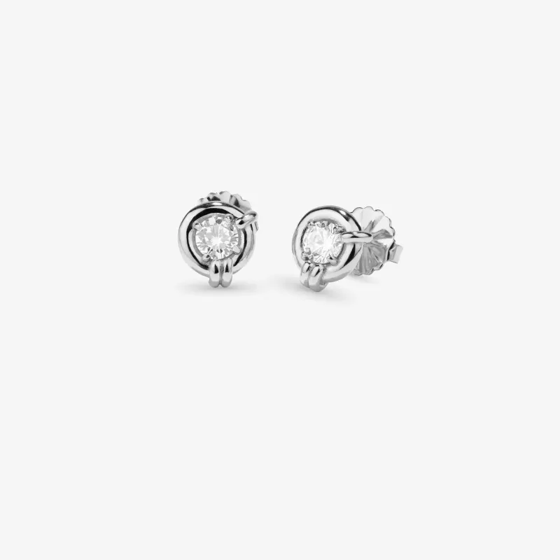 Pendientes plateados mujer cristal redondo | Radiant