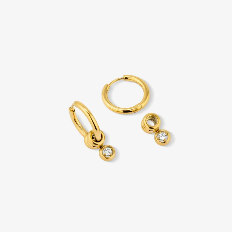 Pendientes dorados largos mujer con cristal | Radiant
