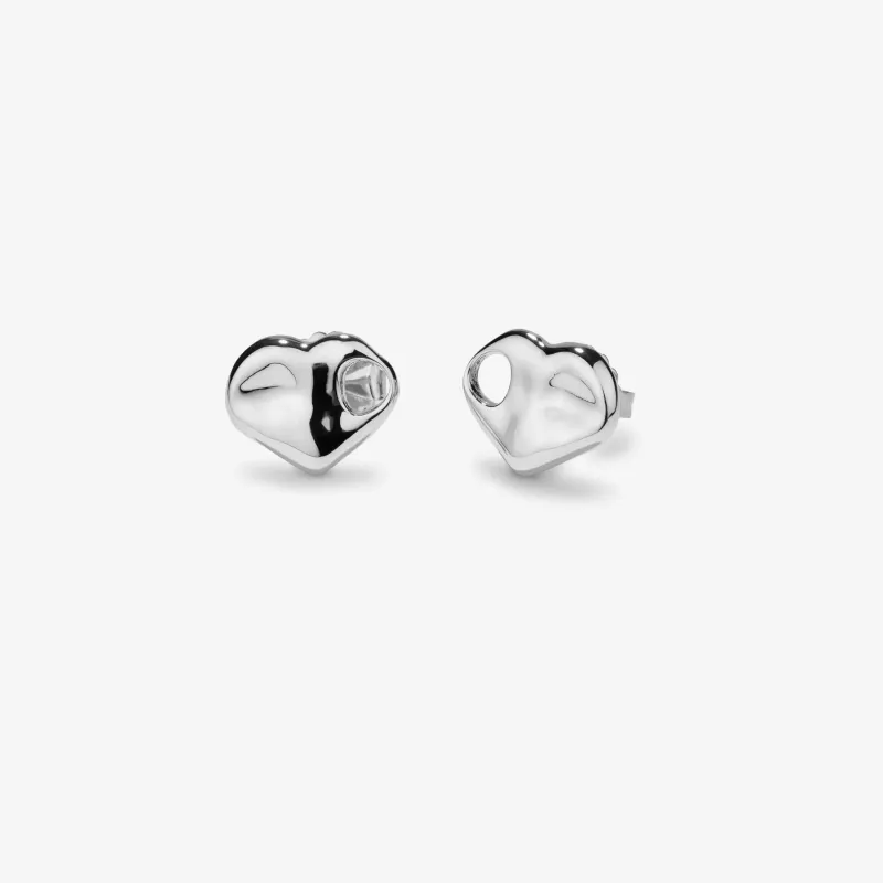 Pendientes plateados mujer corazón Center | Radiant