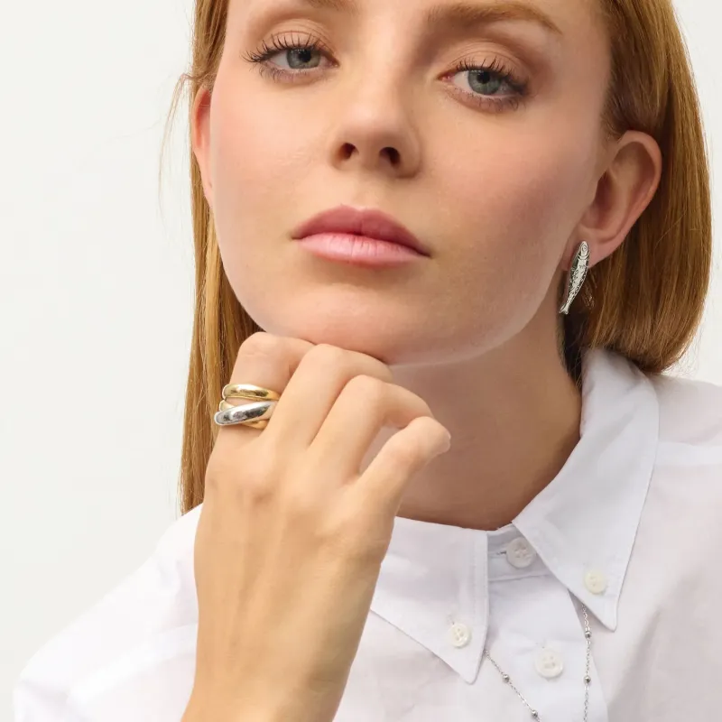 Pendientes plateados mujer pez marino | Radiant