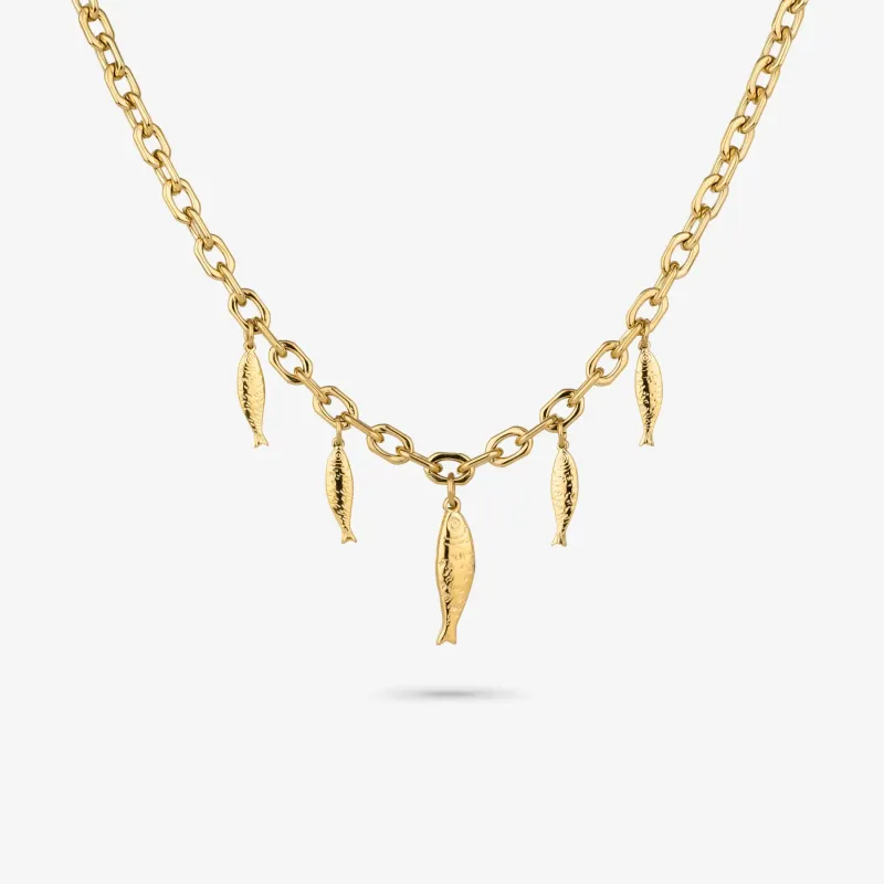 Collar largo dorado mujer con peces Sea | Radiant