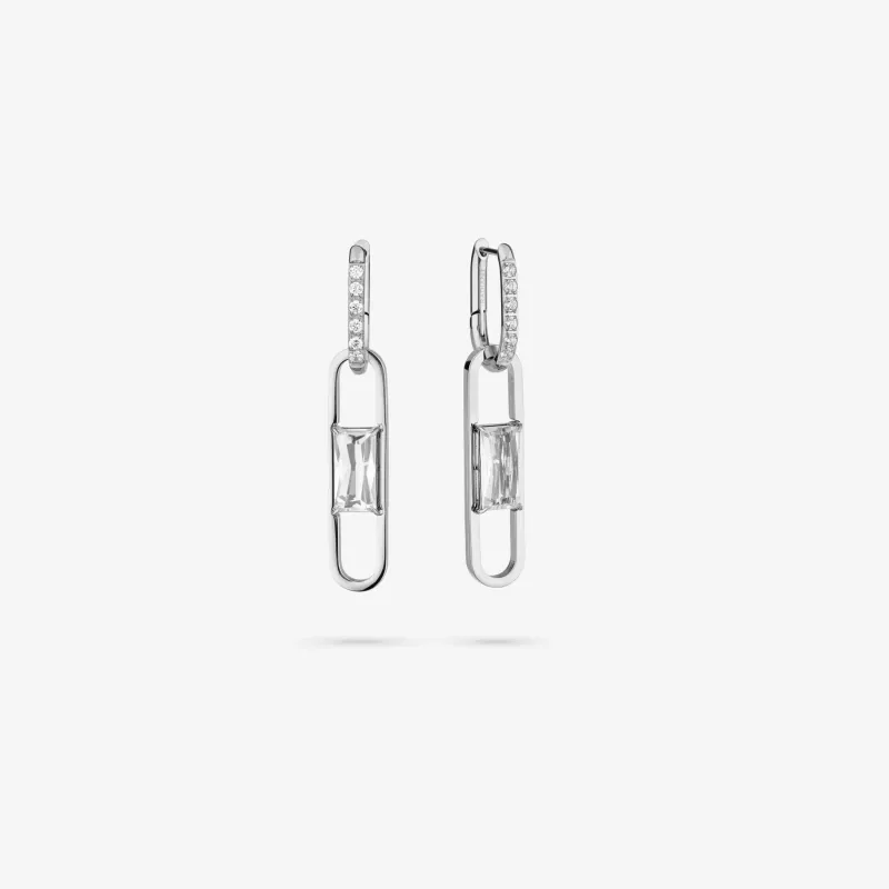 Pendientes plateados mujer eslabón con cristal Iced | Radiant