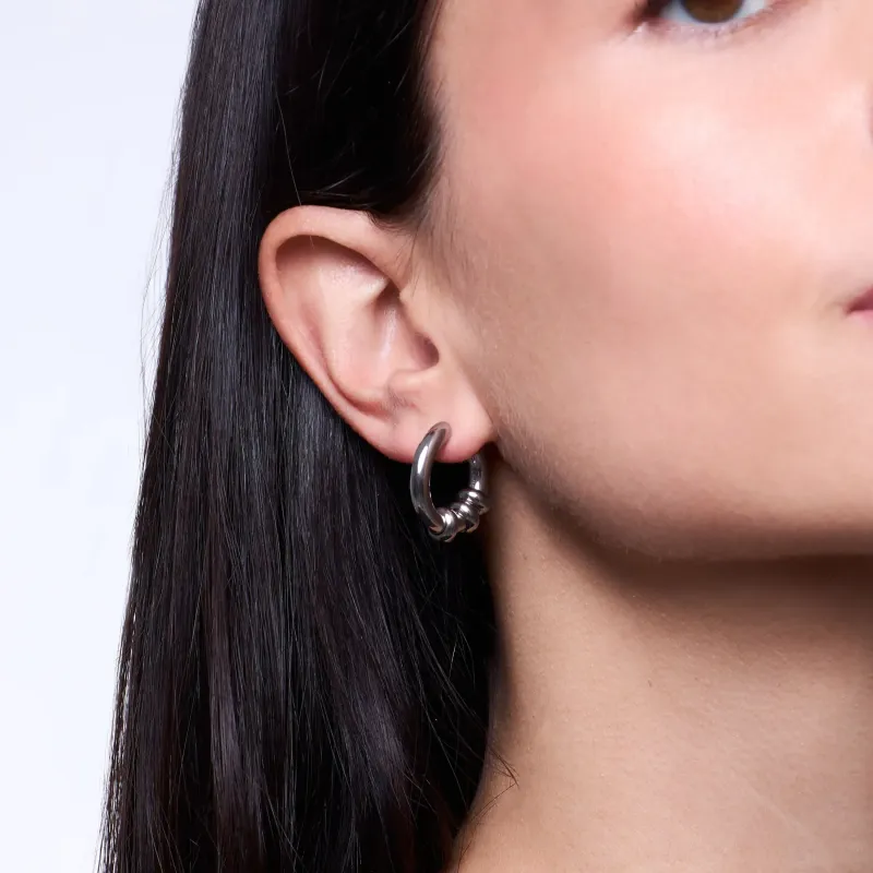 Pendientes aro plateado con mini aros | Radiant