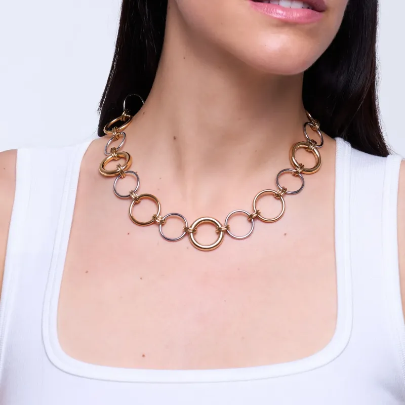 Collar bicolor mujer aros enlazados | Radiant