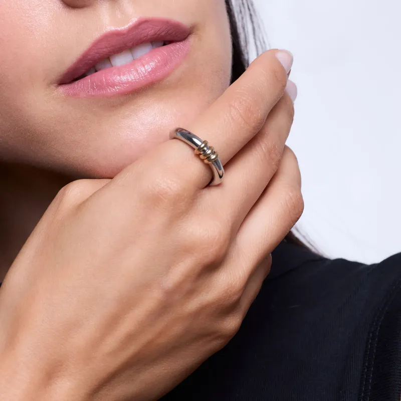 Anillo bicolor mujer acero inoxidable fino | Radiant